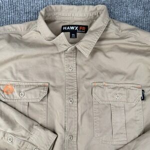 HAWX FR Flame Resistant Work Shirt - Men's 2XL XXL Beige Ultra Soft AC‎ NFPA